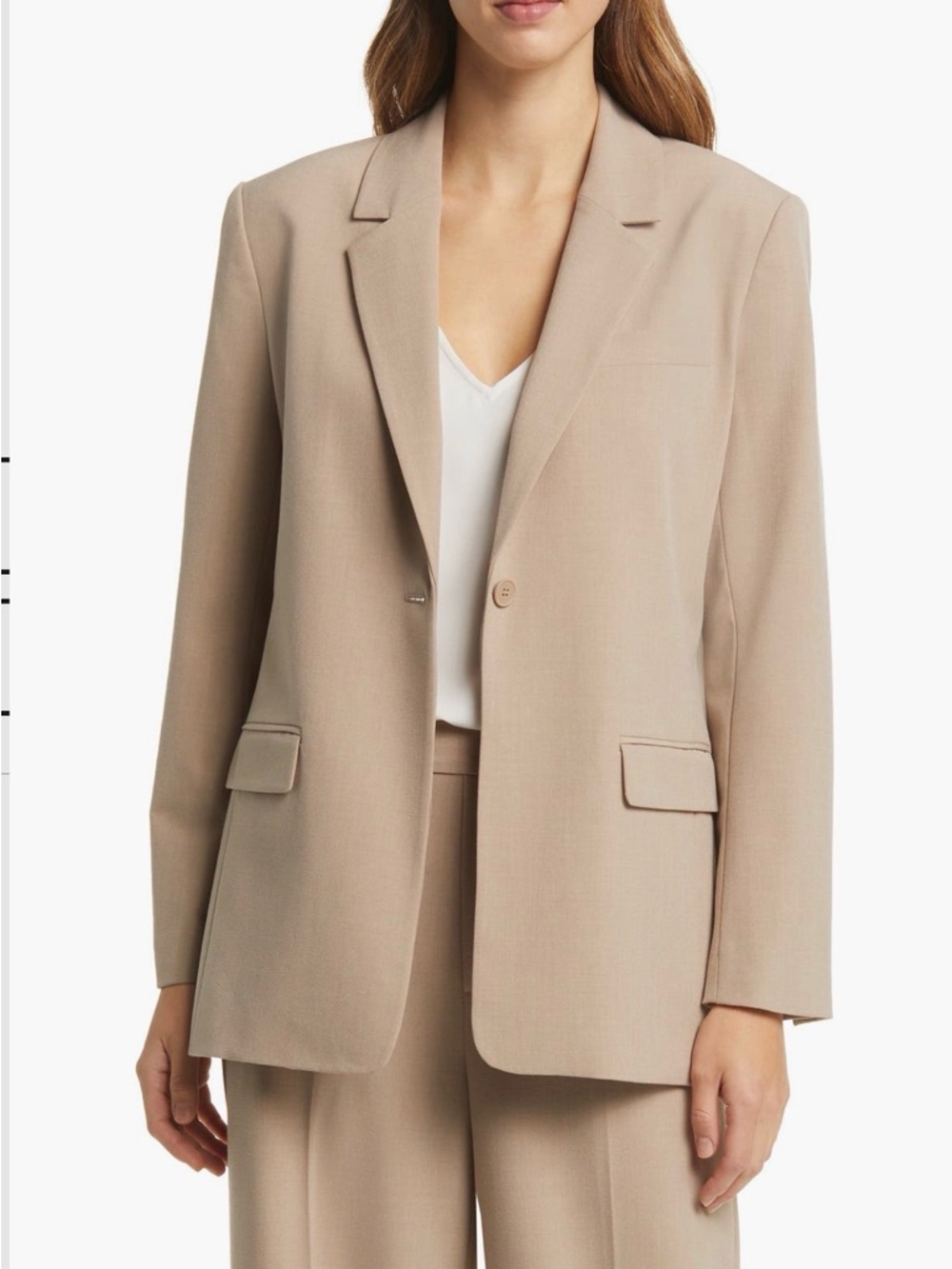 Nordstrom Boyfriend Blazer Tan Cobblestone Professional Office Business Size XXL